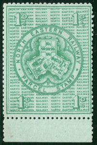 GB NER RAILWAY Parcel Stamp 1d Green NORTH EASTERN Mint MM {samwells}YOW152