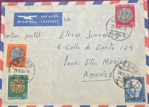 C) 1954. SWITZERLAND. COINS. OLD. CHARACTER. ENVELOPE SENT TO MEXICO. XF