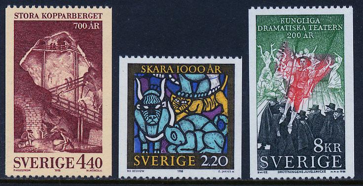 SWEDEN 1691-1693, Different commemorations. MNH