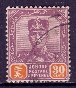 Malaya (Johore) - Scott #114 - Used - Crease, pencil/rev. - SCV $10