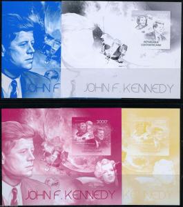 CENTRAL AFRICA 2012  JOHN F KENNEDY  SOUVENIR SHEET SET PROGRESSIVE COLORS NH