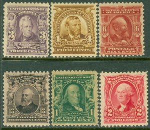 EDW1949SELL : USA 1902-03 Scott #300-04, 305, 308 F-VF, Mint OG. Sound. Cat $237