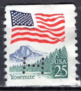 USA; 1988: Sc. # 2280:  Used Perf. 10 COIL Single Stamp W/Perfins