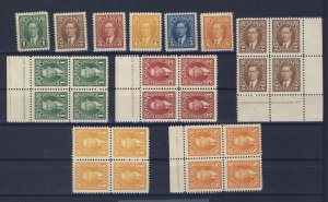 26x Canada George VI Stamps #231 to #236  - all blocks MNH VF