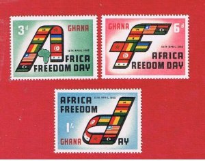 Ghana #75-77  MNH OG   Freedom Day Free S/H