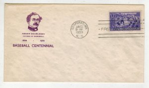 1939 BASEBALL CENTENNIAL 855-46A HOLLAND CACHET COOPERSTOWN NY Clean!