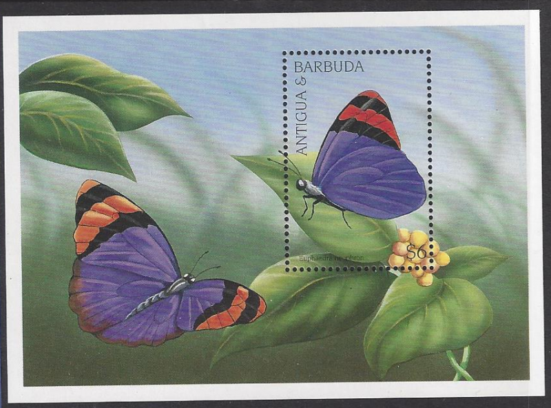 Barbuda #2047, mint SS, butterflies issued 1997