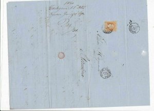 Spain 19th century imperf stamp cover  Ref: 8257