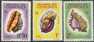 Comoro Islands  SC # 48-50 Sea Shells  mint hinged SCV $5.25