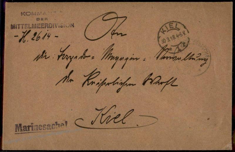 German WWI Turkey Navy MSP14 Fleet Command Feldpost Cover 62050