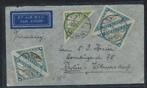 LIBERIA (P2912B) 1937 TRIANGLE STAMPS, 6 A/M COVER TO GERMANY