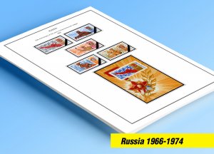 COLOR PRINTED RUSSIA 1966-1974 STAMP ALBUM PAGES (143 illustrated pages)