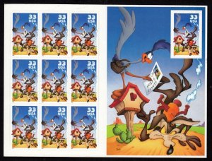 2000 issue Road Runner, Wile E. Coyote Sc 3391 33c MNH sheet of 10 Looney Tunes