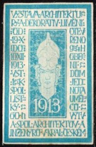 1913 Czechoslovakia Poster Stamp Architecture Decoration Engineers Exhibition