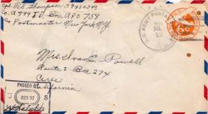 United States, U.S. A.P.O.'s, Airmail, Postal Stationery, Censored, Italy