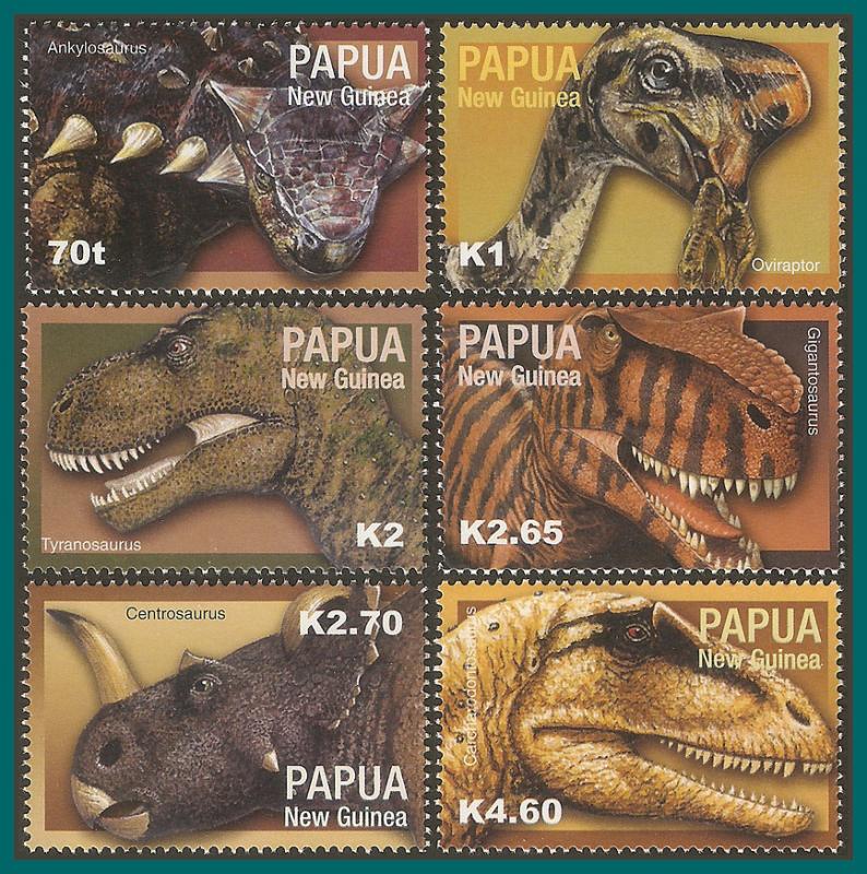 Papua New Guinea 2004 Dinosaurs, MNH  #1105-1110,SG1009-SG1014