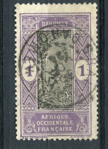 FRENCH COLONIES; DAHOMEY early 1900s pictorial issue used 1c. POSTMARK