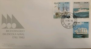 A) 1982, BRAZIL, BOATS, BICENTENNIAL OF THE NAVAL SCHOOL, FDC, BRASIL, BENJAMIN  