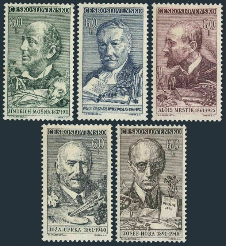 Czechoslovakia 1037-1041,MNH.Michel 1258-1262. Portraits 1961. Jindrich Mosna,