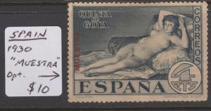 Spain Sc#398 MHH Specimen Overprint Muestra Evenly Toned