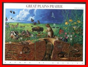 U. S. 2001 #3506, Plains Prairie pane of 10 - below face