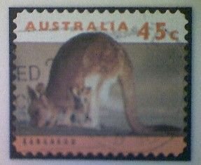 Australia, Scott #1294A, used(o), 1995, Wildlife: Kangaroo and Joey, 45¢