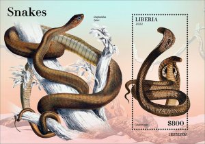 LIBERIA - 2022 - Snakes - Perf Souv Sheet #1 - Mint Never Hinged