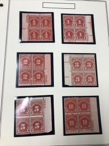 US #J79-87 Plate Blocks - Extra Fine / Mint Never Hinged