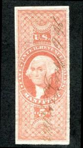 U.S. R90a used, $5 Manifest, imperf, VF