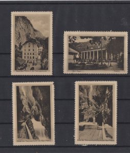 German Advertising Stamps - Group of 4 Bad Pfäfer's Landmarks Tourism Stamps