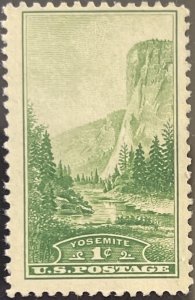 Scott #740 1934 1¢ National Parks Yosemite unused no gum