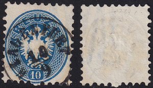 Austria - 1864 - Scott #25 - used - KLAGENFURT pmk - partial watermark