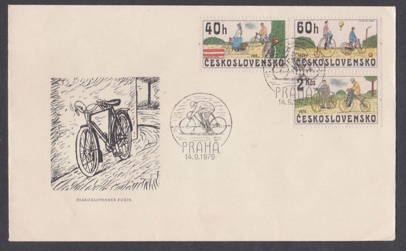 CZECHOSLOVAKIA - 1979 HISTORIC BICYCLE - 3V FDC