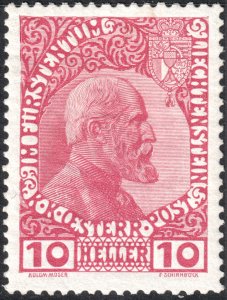 Liechtenstein #2  Unused MOG - Prince Johann II (1912)