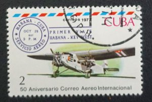 Cuba Sc# 2161 AIRPLANES aviation plane   2c Three-Engine Plane     1977 used cto
