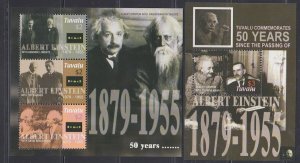 TUVALU Sc# 980-1 CPL MNH SHEET of 3 DIFF + S/S 50th ANN ALBERT EINSTEIN'S  DEATH