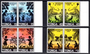 Tonga 1993 Sc#832/835 CHESS/KITTENS/BUTTERFLIES/TRICYCLE 4 PAIRS SPECIMEN MNH