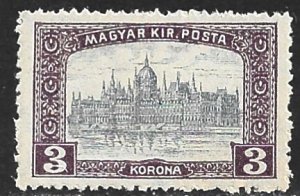 HUNGARY 1916-18 3K MAGYAR KIR POSTA Parliament Issue Sc 124 MH