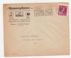 BELGIUM, 1946 1f.50, 10% handstamp, on Gramophone Records cover.