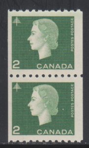 Canada,  2c Queen Elizabeth II, Coil (SC# 406) MNH PAIR