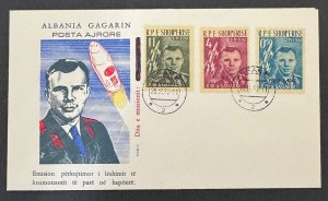 AtoZ. Albania RARE BLACK Overprint Posta Ajrore on 1962 Gagarin Space Set FDC