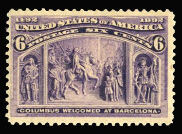 United States, 1893 Columbian Issue #235 Cat$55, 1893 6c purple, hinged