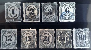 Scott #O47-O50&O52-O56  -  Official - PostOffice - Used - Lot - 1873