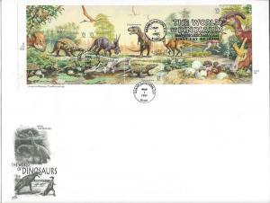 United States, 3136, Dinosaurs Set(2) Sheets FDC,**Used**