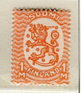 FINLAND; 1922-29 early Lion Type issue fine Mint hinged 1M. value