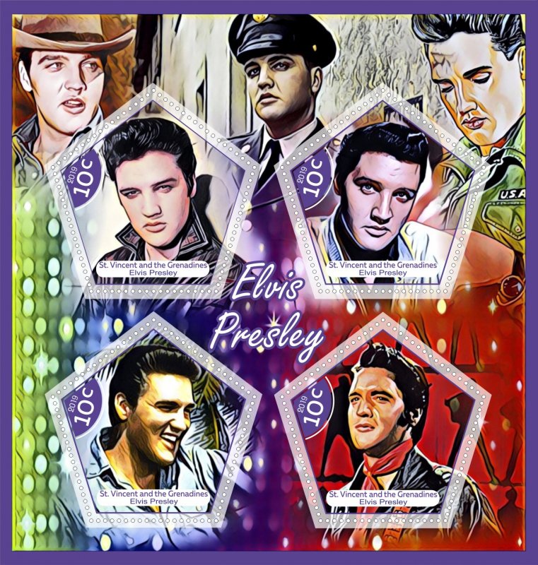 Stamps. Famous people. Music. Elvis Presley  2019 year 1+1 sheets perforated