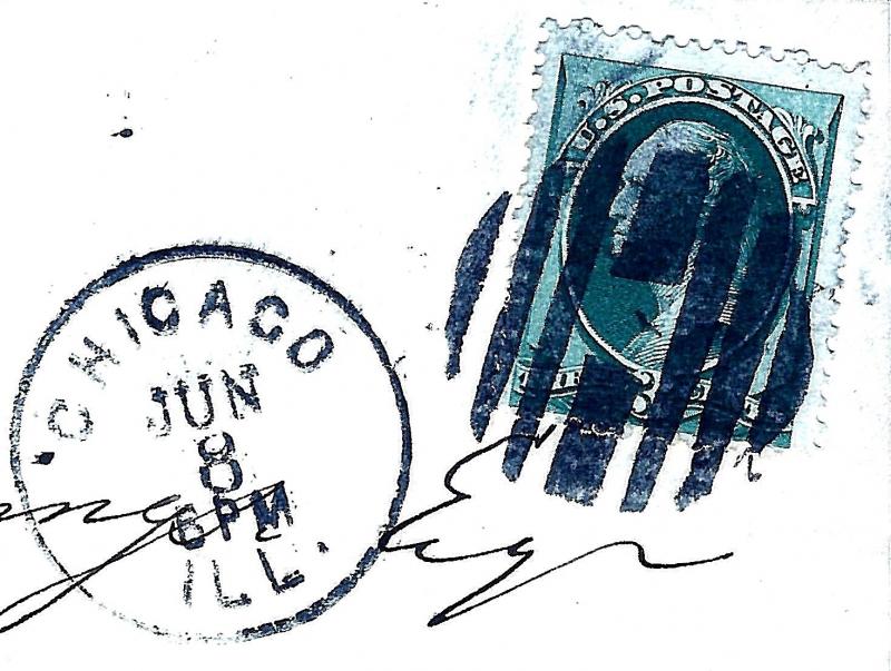 US Banknote Stamp on Piece w/Fancy GRID Cancel & Validating 'CHICAGO, ILL.' CDS