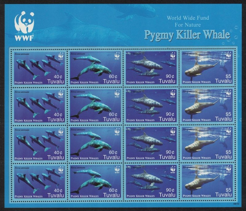 Tuvalu WWF Pygmy Killer Whale Sheetlet of 4 sets 2006 MNH SC#1022a-d