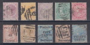 Ceylon Sc 65,66a,67,68,71,84,85,97,99,109 used. 1872-85 issues, 10 diff, sound