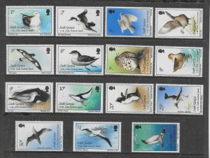 S.GEORGIA & S.SANDWICH IS. SG161/75 1987 BIRDS DEFINITIVE SET MNH